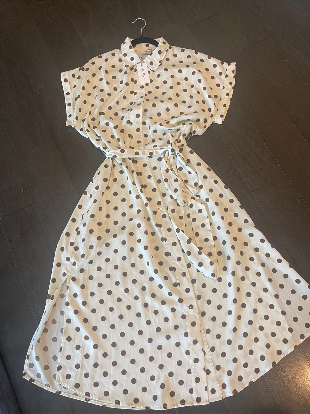 Ellison Cream Polka Dot Shirt Dress with Brown Dots